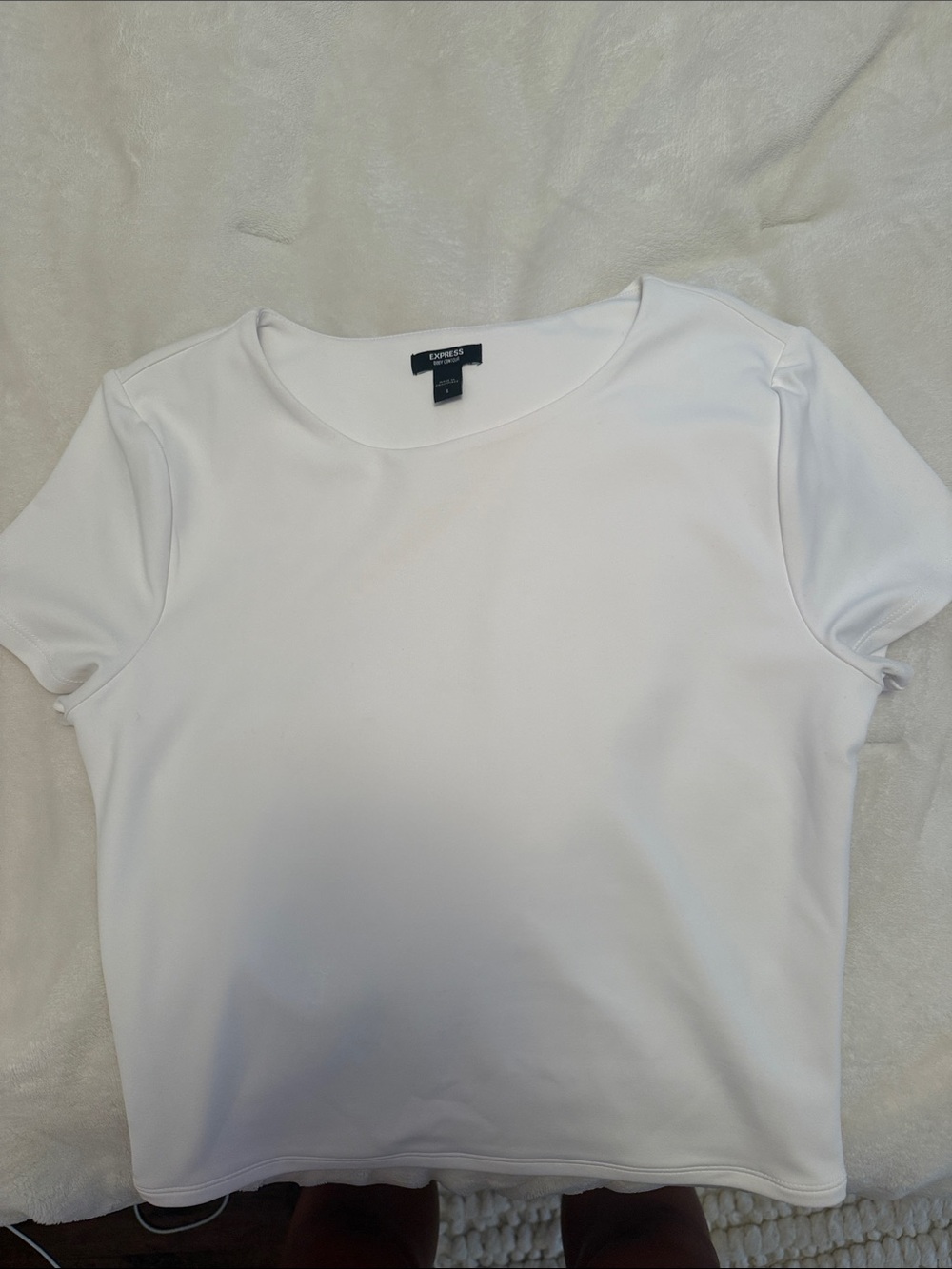 Express White Short Sleeve Crewneck Top